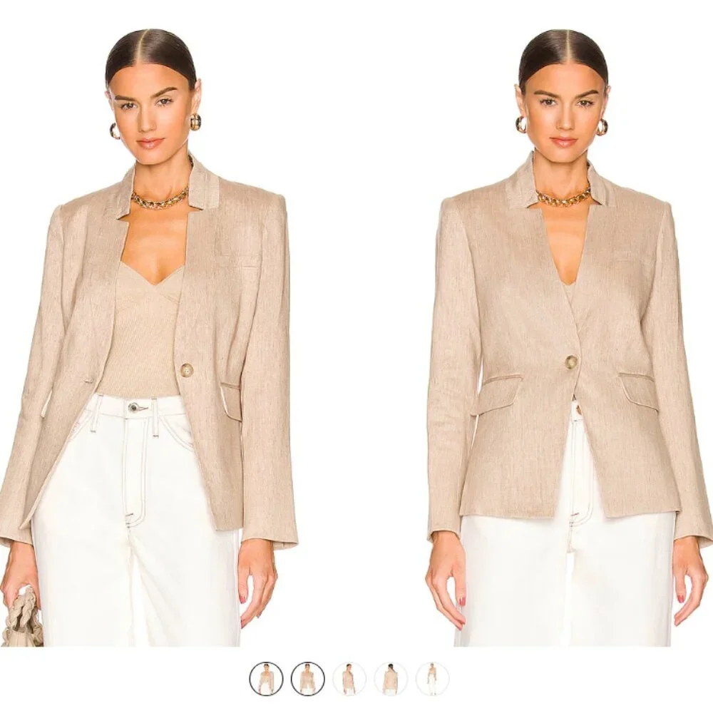 Veronica Beard Linen Upcollar Dickey Jacket Blazer Size 4 - Picture 2 of 15